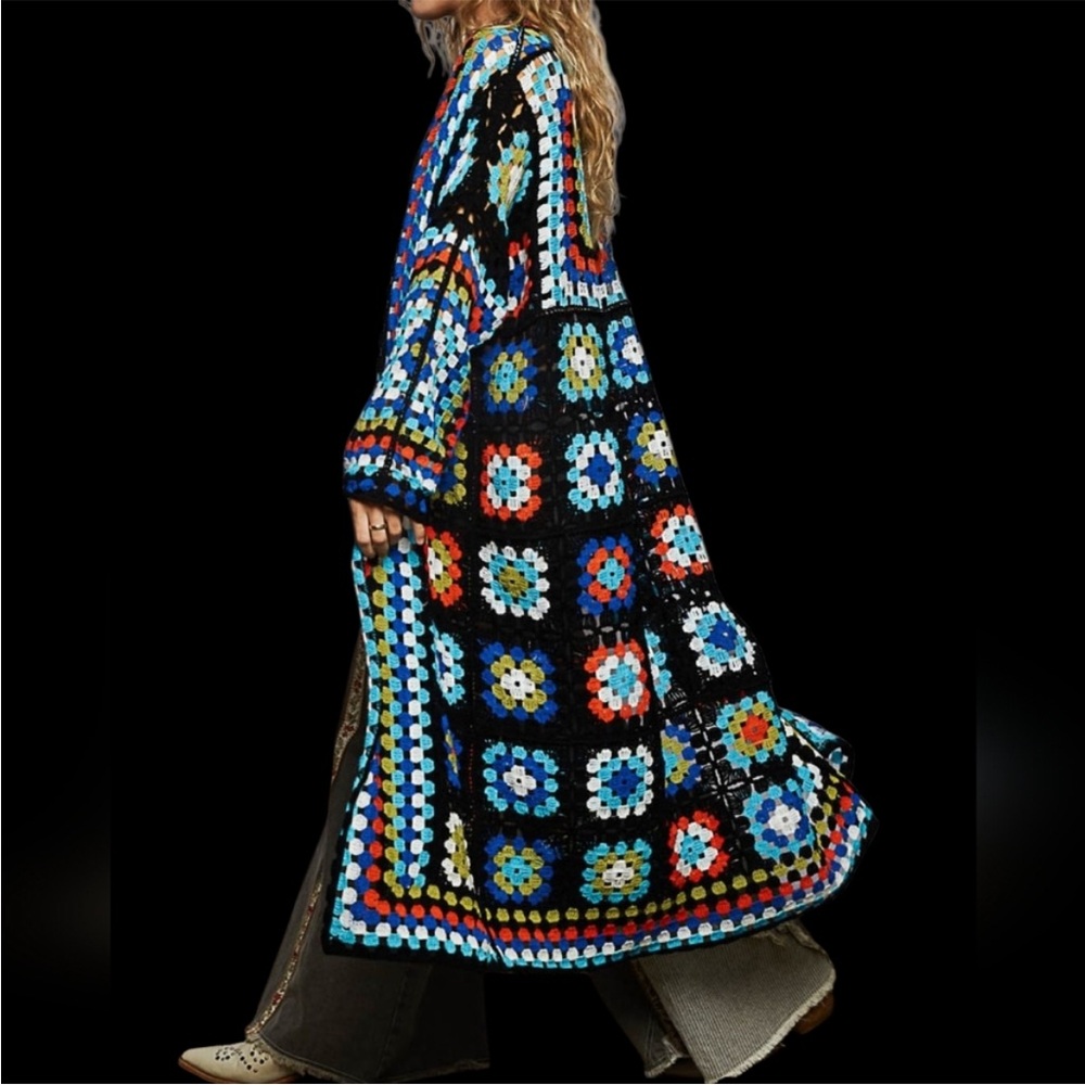 POL Multicolor Patchwork Open Long Cardigan NEW N… - image 3